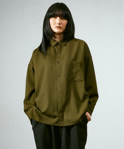 Dulcamara（ドゥルカマラ）の「よそいきワイドBOXシャツ（シャツ/ブラウス・メンズ・ブラック/オリーブ/ネイビー系・0/1）」の2枚目の写真