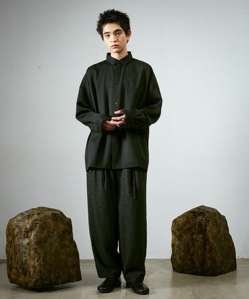 Dulcamara（ドゥルカマラ）の「よそいきワイドBOXシャツ（シャツ/ブラウス・メンズ・ブラック/オリーブ/ネイビー系・0/1）」の5枚目の写真