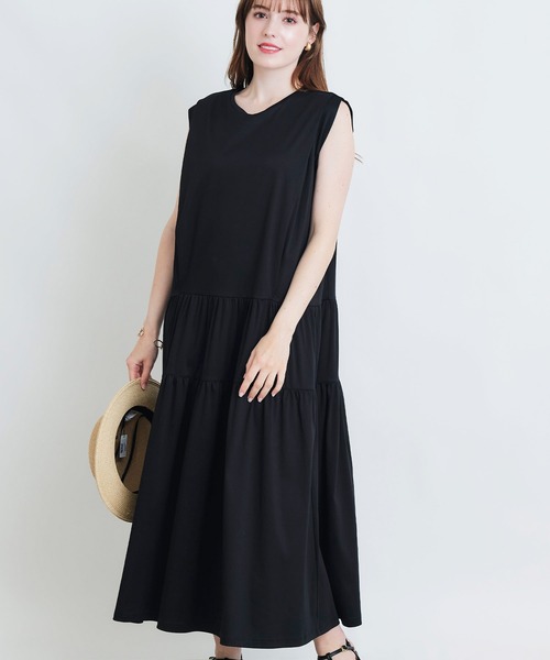 PICCIN（ピッチン）の「ノースリーブティアードカットワンピース（ワンピース・レディース・ブラック/ブルー/レッド/モスグリーン・M）」の2枚目の写真