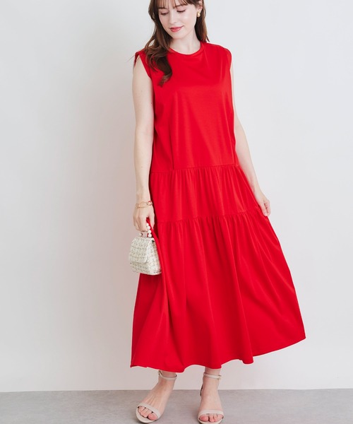 PICCIN（ピッチン）の「ノースリーブティアードカットワンピース（ワンピース・レディース・ブラック/ブルー/レッド/モスグリーン・M）」の13枚目の写真