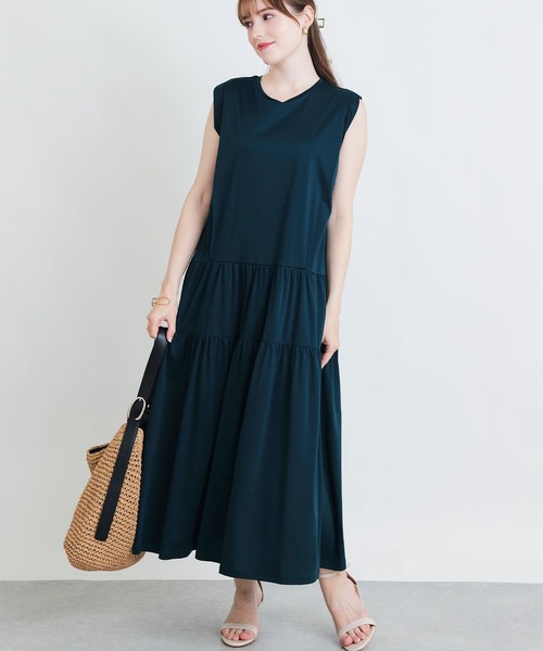 PICCIN（ピッチン）の「ノースリーブティアードカットワンピース（ワンピース・レディース・ブラック/ブルー/レッド/モスグリーン・M）」の9枚目の写真