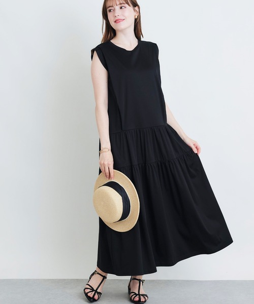 PICCIN（ピッチン）の「ノースリーブティアードカットワンピース（ワンピース・レディース・ブラック/ブルー/レッド/モスグリーン・M）」の5枚目の写真