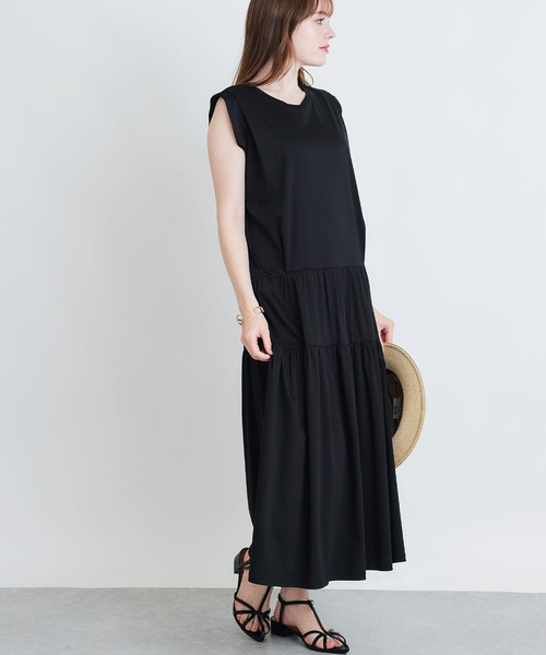 PICCIN（ピッチン）の「ノースリーブティアードカットワンピース（ワンピース・レディース・ブラック/ブルー/レッド/モスグリーン・M）」の8枚目の写真