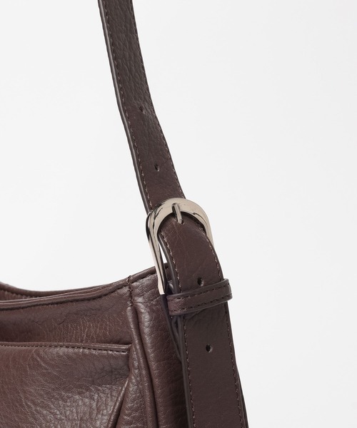 【LURAKU】合皮レザーショルダーバッグ ブラウン LURAKU】Synthetic leather shoulder bag / 合皮レザー