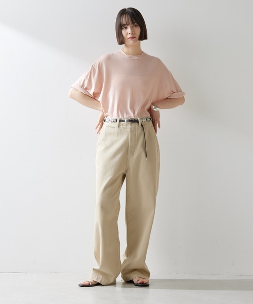 Whim Gazette(ウィムガゼット)の「シアービッグTシャツ(Tシャツ/カットソー・レディース・オフホワイト/ブラウン/ベビーピンク・FREE)」の17枚目の写真