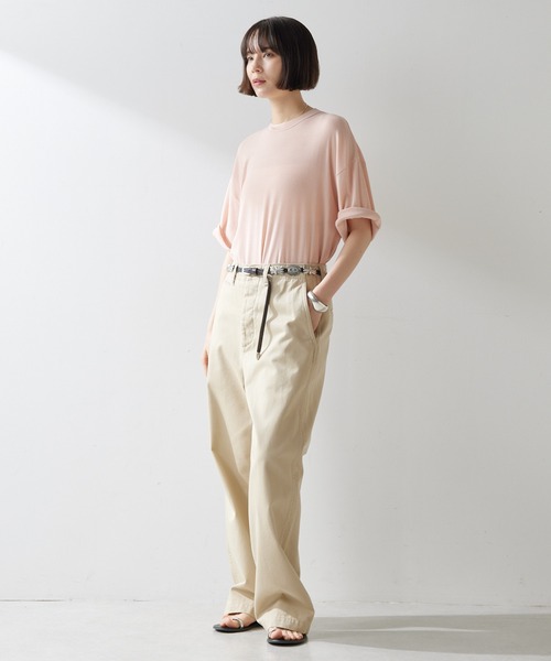 Whim Gazette(ウィムガゼット)の「シアービッグTシャツ(Tシャツ/カットソー・レディース・オフホワイト/ブラウン/ベビーピンク・FREE)」の18枚目の写真