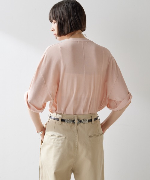 Whim Gazette(ウィムガゼット)の「シアービッグTシャツ(Tシャツ/カットソー・レディース・オフホワイト/ブラウン/ベビーピンク・FREE)」の12枚目の写真