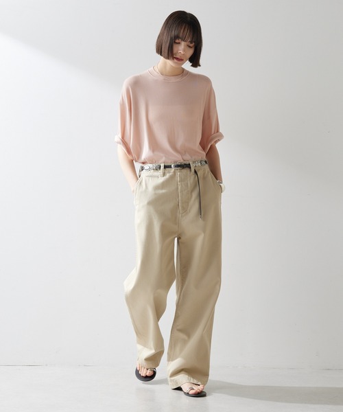 Whim Gazette(ウィムガゼット)の「シアービッグTシャツ(Tシャツ/カットソー・レディース・オフホワイト/ブラウン/ベビーピンク・FREE)」の14枚目の写真