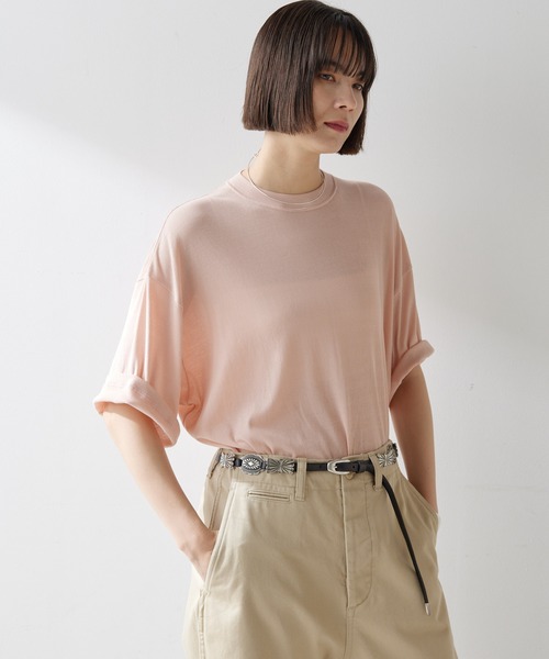 Whim Gazette(ウィムガゼット)の「シアービッグTシャツ(Tシャツ/カットソー・レディース・オフホワイト/ブラウン/ベビーピンク・FREE)」の15枚目の写真