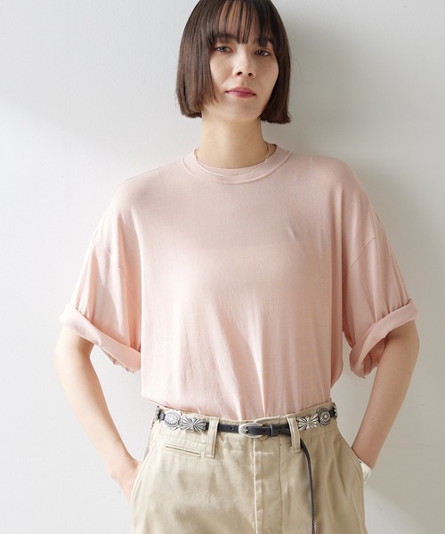 Whim Gazette(ウィムガゼット)の「シアービッグTシャツ(Tシャツ/カットソー・レディース・オフホワイト/ブラウン/ベビーピンク・FREE)」の16枚目の写真