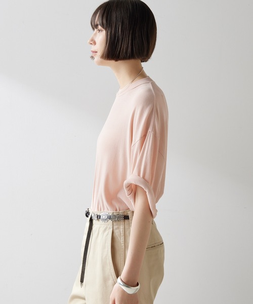 Whim Gazette(ウィムガゼット)の「シアービッグTシャツ(Tシャツ/カットソー・レディース・オフホワイト/ブラウン/ベビーピンク・FREE)」の11枚目の写真