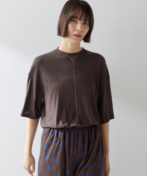 Whim Gazette(ウィムガゼット)の「シアービッグTシャツ(Tシャツ/カットソー・レディース・オフホワイト/ブラウン/ベビーピンク・FREE)」の5枚目の写真