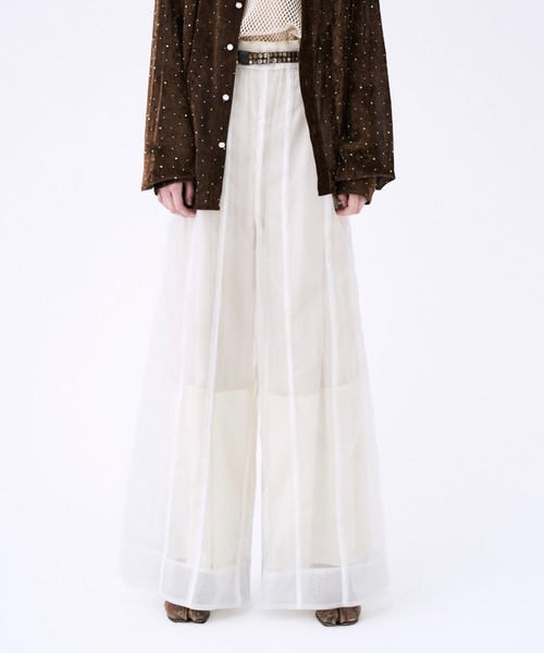 seyto サイズ3 / チュールレイヤードシアーワイドパンツ Tulle layered sheer wide pants / チュールレイヤードシアー