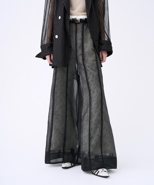 seyto チュールレイヤードセミダブルテーラード・パンツ Tulle layered sheer wide pants / チュールレイヤードシアー