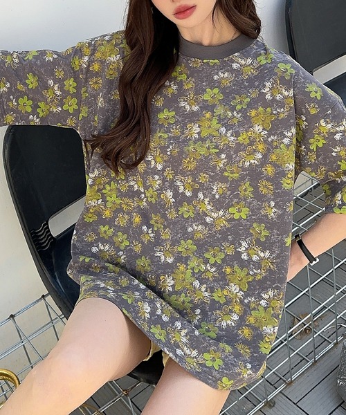HOOK(フック)の「【HOOK】for girls デュアルムードプリントTシャツ (SS)(Tシャツ/カットソー・レディース・ダークグレー/ネイビー/パープル/ベージュ/ライトパープル/グリーン/グレー・FREE)」の1枚目の写真
