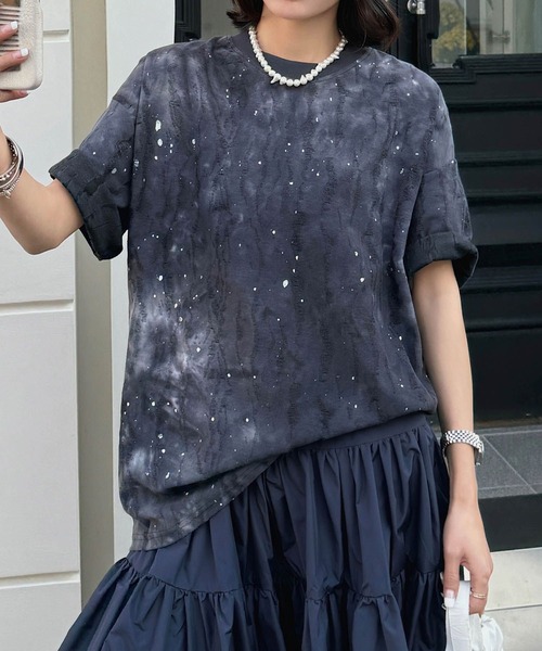 HOOK(フック)の「【HOOK】for girls デュアルムードプリントTシャツ (SS)(Tシャツ/カットソー・レディース・ダークグレー/ネイビー/パープル/ベージュ/ライトパープル/グリーン/グレー・FREE)」の3枚目の写真
