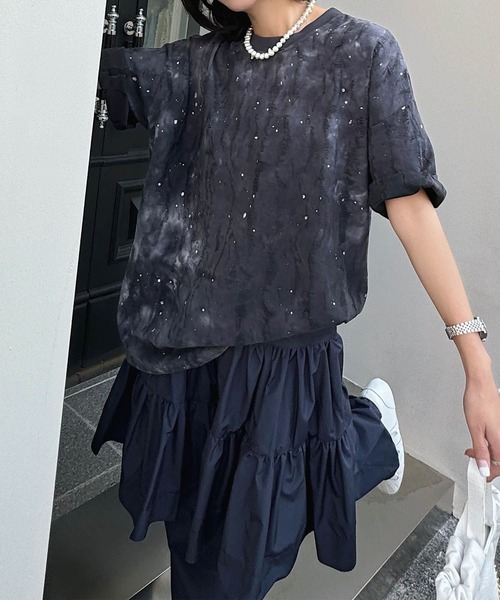 HOOK(フック)の「【HOOK】for girls デュアルムードプリントTシャツ (SS)(Tシャツ/カットソー・レディース・ダークグレー/ネイビー/パープル/ベージュ/ライトパープル/グリーン/グレー・FREE)」の9枚目の写真