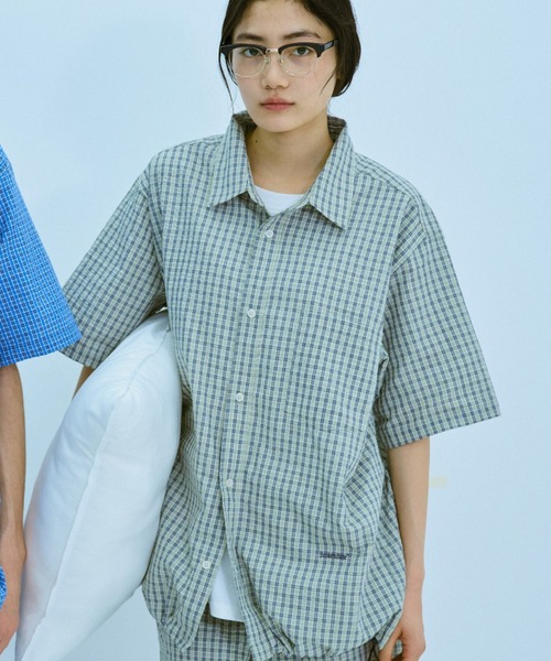 BROKEN BASE（ブロークンベース）の「チェックセットアップパジャマシャツ（シャツ/ブラウス・メンズ・ブルー系/ベージュ系/ピンク系・SMALL/MEDIUM/LARGE）」の2枚目の写真