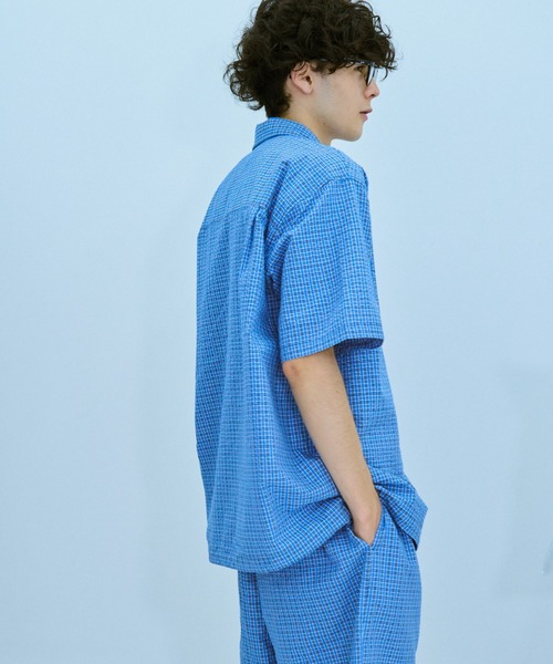 BROKEN BASE（ブロークンベース）の「チェックセットアップパジャマシャツ（シャツ/ブラウス・メンズ・ブルー系/ベージュ系/ピンク系・SMALL/MEDIUM/LARGE）」の7枚目の写真