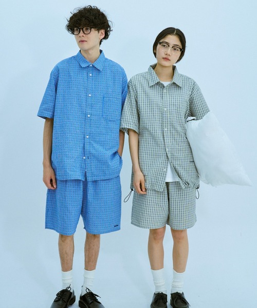 BROKEN BASE（ブロークンベース）の「チェックセットアップパジャマシャツ（シャツ/ブラウス・メンズ・ブルー系/ベージュ系/ピンク系・SMALL/MEDIUM/LARGE）」の5枚目の写真