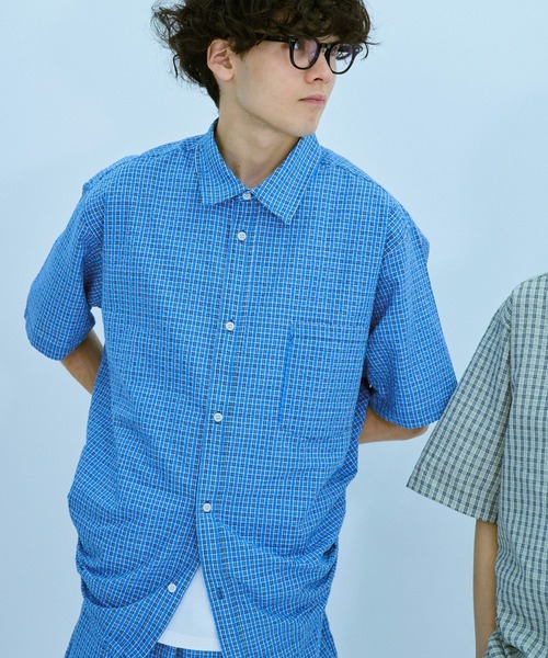 BROKEN BASE（ブロークンベース）の「チェックセットアップパジャマシャツ（シャツ/ブラウス・メンズ・ブルー系/ベージュ系/ピンク系・SMALL/MEDIUM/LARGE）」の9枚目の写真