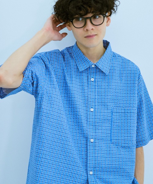 BROKEN BASE（ブロークンベース）の「チェックセットアップパジャマシャツ（シャツ/ブラウス・メンズ・ブルー系/ベージュ系/ピンク系・SMALL/MEDIUM/LARGE）」の8枚目の写真