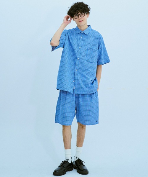 BROKEN BASE（ブロークンベース）の「チェックセットアップパジャマシャツ（シャツ/ブラウス・メンズ・ブルー系/ベージュ系/ピンク系・SMALL/MEDIUM/LARGE）」の10枚目の写真