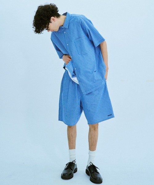 BROKEN BASE（ブロークンベース）の「チェックセットアップパジャマシャツ（シャツ/ブラウス・メンズ・ブルー系/ベージュ系/ピンク系・SMALL/MEDIUM/LARGE）」の11枚目の写真