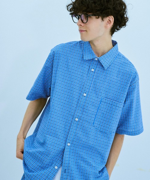 BROKEN BASE（ブロークンベース）の「チェックセットアップパジャマシャツ（シャツ/ブラウス・メンズ・ブルー系/ベージュ系/ピンク系・SMALL/MEDIUM/LARGE）」の13枚目の写真