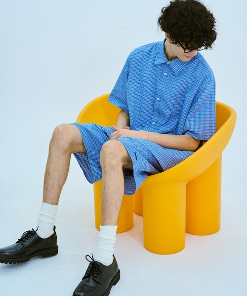 BROKEN BASE（ブロークンベース）の「チェックセットアップパジャマシャツ（シャツ/ブラウス・メンズ・ブルー系/ベージュ系/ピンク系・SMALL/MEDIUM/LARGE）」の14枚目の写真