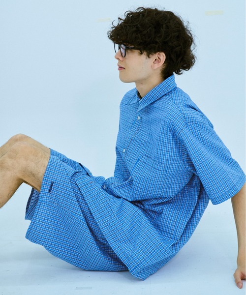 BROKEN BASE（ブロークンベース）の「チェックセットアップパジャマシャツ（シャツ/ブラウス・メンズ・ブルー系/ベージュ系/ピンク系・SMALL/MEDIUM/LARGE）」の16枚目の写真