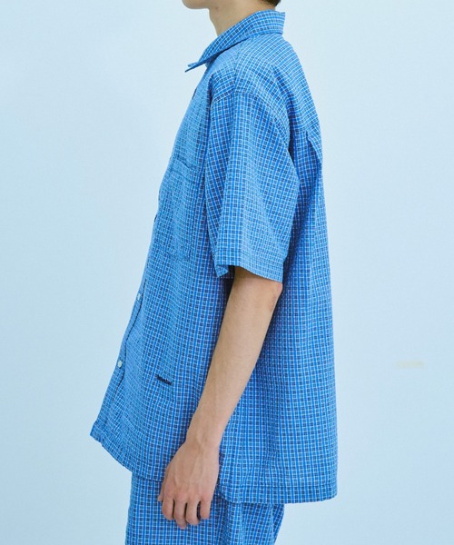 BROKEN BASE（ブロークンベース）の「チェックセットアップパジャマシャツ（シャツ/ブラウス・メンズ・ブルー系/ベージュ系/ピンク系・SMALL/MEDIUM/LARGE）」の21枚目の写真
