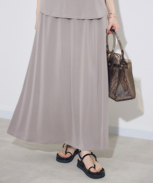 Paradise Picnic（パラダイスピクニック）の「ROSIEE　ソフト風合いイージースカート（スカート・レディース・ブラック/グレイッシュベージュ/オレンジ・FREE）」の3枚目の写真