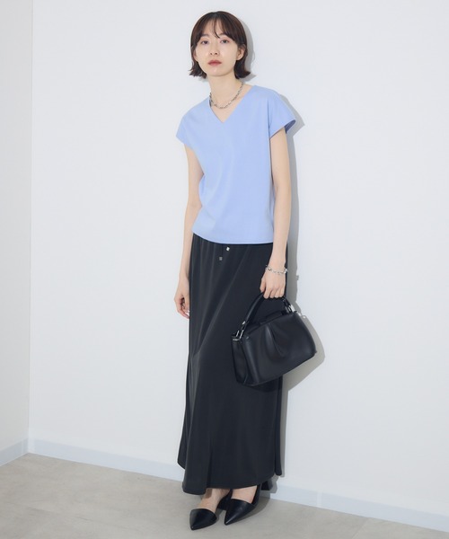 Paradise Picnic（パラダイスピクニック）の「ROSIEE　ソフト風合いイージースカート（スカート・レディース・ブラック/グレイッシュベージュ/オレンジ・FREE）」の4枚目の写真