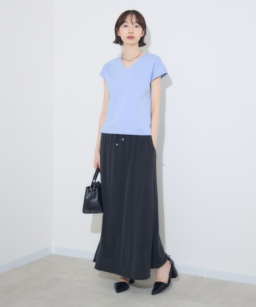 Paradise Picnic（パラダイスピクニック）の「ROSIEE　ソフト風合いイージースカート（スカート・レディース・ブラック/グレイッシュベージュ/オレンジ・FREE）」の5枚目の写真