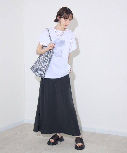 Paradise Picnic（パラダイスピクニック）の「ROSIEE　ソフト風合いイージースカート（スカート・レディース・ブラック/グレイッシュベージュ/オレンジ・FREE）」の9枚目の写真