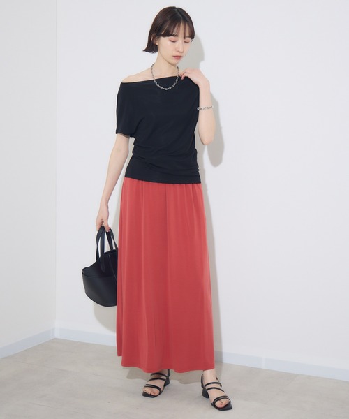 Paradise Picnic（パラダイスピクニック）の「ROSIEE　ソフト風合いイージースカート（スカート・レディース・ブラック/グレイッシュベージュ/オレンジ・FREE）」の19枚目の写真