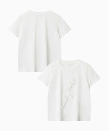 立体リボン花一輪デザインTシャツ (SS)