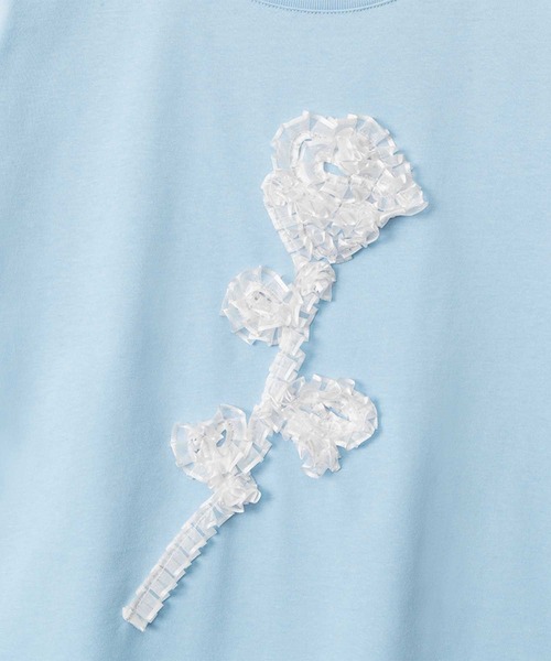 HOOK(フック)の「立体リボン花一輪デザインTシャツ (SS)(Tシャツ/カットソー・レディース・ブルー/ホワイト・MEDIUM/SMALL)」の17枚目の写真