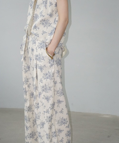 リネンブレンド ヴィンテージフラワーワイドスラックス