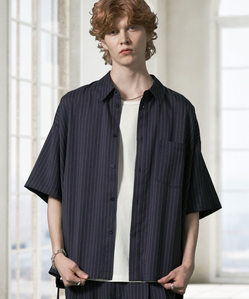 ANEDIST（アンディスト）の「ボウタイ付きサイドレースストライプシャツ（シャツ/ブラウス・メンズ・ネイビー/チャコールグレー・L/M）」の22枚目の写真