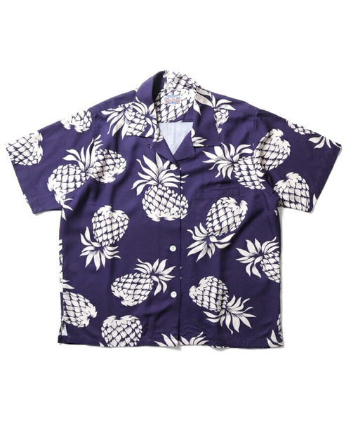 HOUSTON(ヒューストン)の「HOUSTON アロハシャツ(PINEAPPLE)(シャツ/ブラウス・レディース・ブラック/チャコールグレー/ネイビー/ゴールド・1)」の3枚目の写真