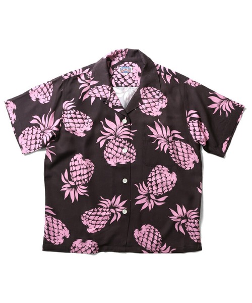 HOUSTON(ヒューストン)の「HOUSTON アロハシャツ(PINEAPPLE)(シャツ/ブラウス・レディース・ブラック/チャコールグレー/ネイビー/ゴールド・1)」の2枚目の写真