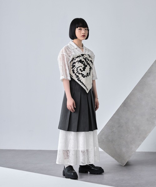 ☆ERDEM☆ エレガントフラワーレースフレアロングスカート♪ ストレッチレースフラワーロングスカート
