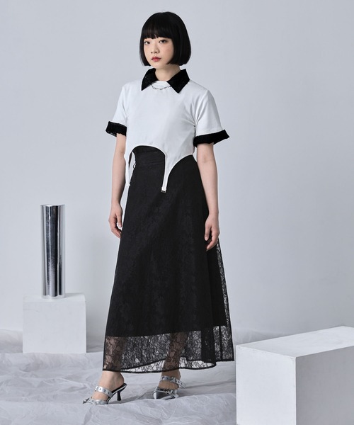 ELUNIS(エルニス)の「フラワーレースシアーフレアスカート ELUNIS(エルニス)の「フラワーレースシアーフレアスカート