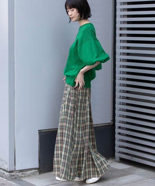 スピック＆スパン　チェックソフトフレアスカート　ウールカシミア混　ブラウン　青 楽天市場】【OUTLET SALE】スカート《チェック柄フレアスカート