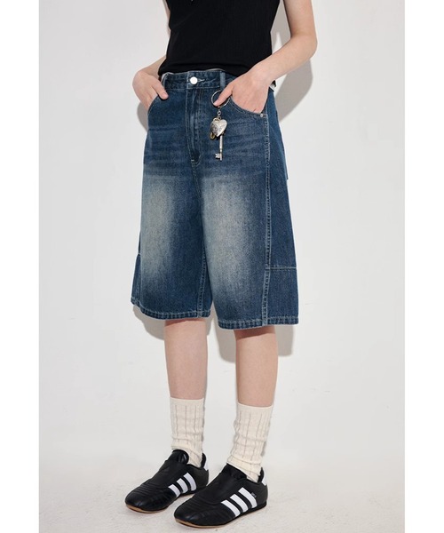 セミフレアウォッシュデニム LURAKU】Semi-flared washed denim - セミフレア