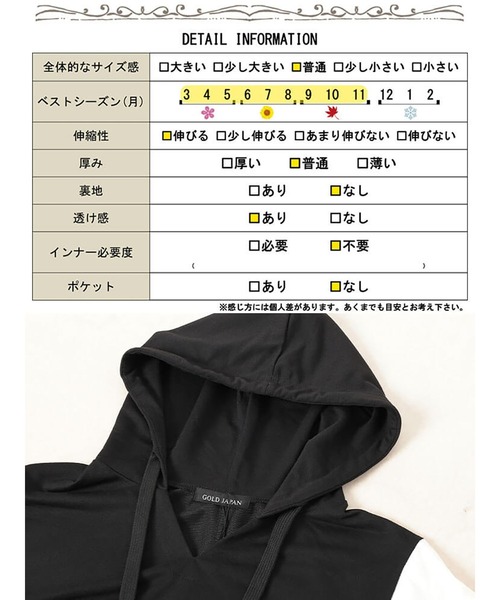 GOLDJAPAN(ゴールドジャパン)の「フェイクレイヤードフードワンピース【大きいサイズ対応】(ワンピース・レディース・ブラック・3L/LL/5L/4L)」の3枚目の写真