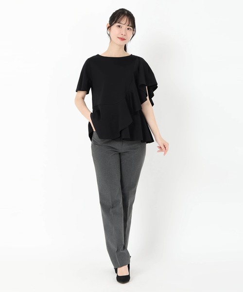 STRAWBERRY-FIELDS（ストロベリーフィールズ）の「ノーブルポンチ_アシンメトリーフリルカットソー（Tシャツ/カットソー・レディース・オフホワイト/ブラック・2）」の11枚目の写真