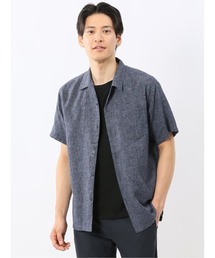 TAKA-Q | 【フレンチリネン混 開襟】タカキュー  シャンブレー オープンカラー半袖シャツ(シャツ/ブラウス)